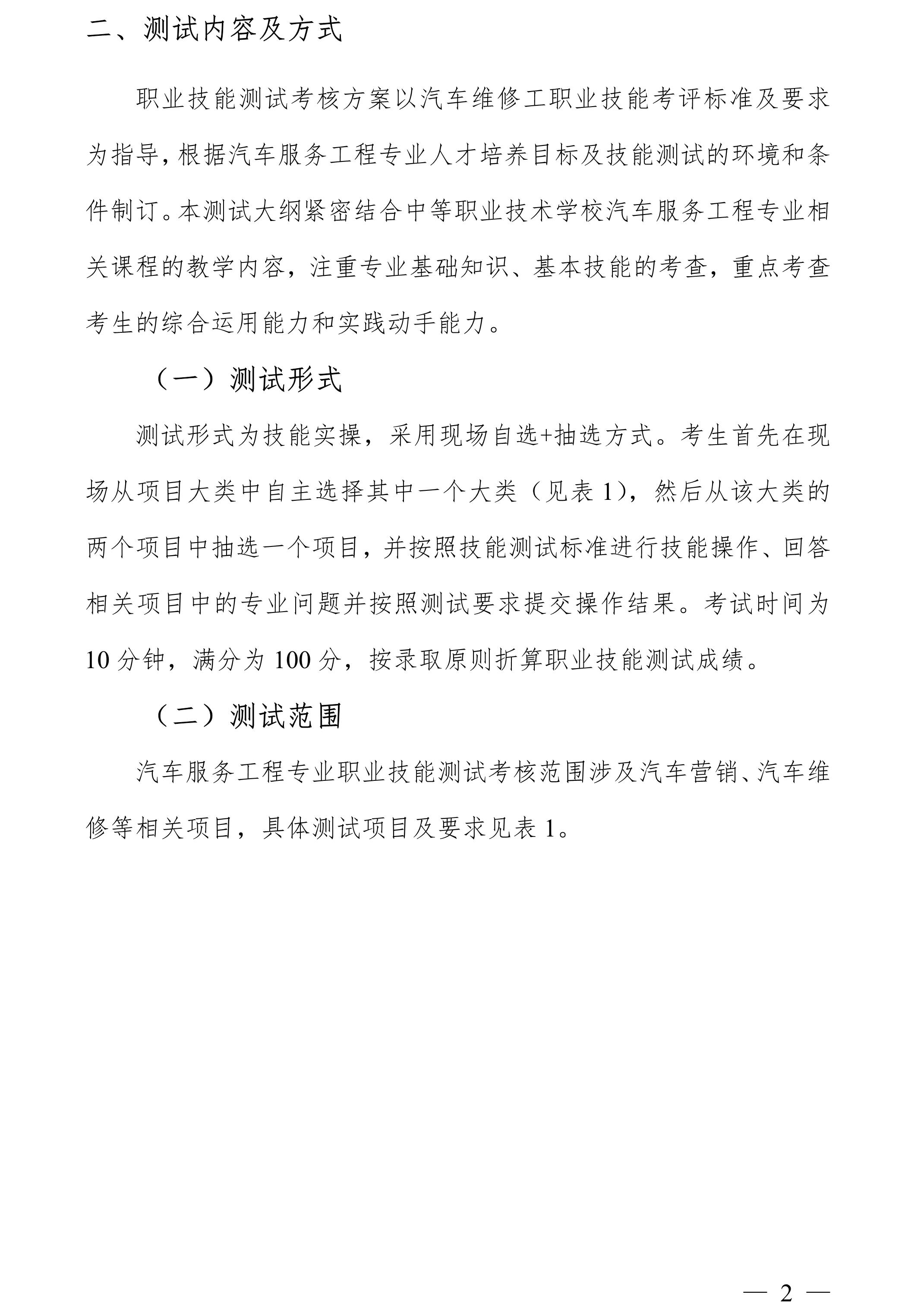 廣東科技學院2025年“3+證書” 汽車服務工程專業職業技能測試大綱