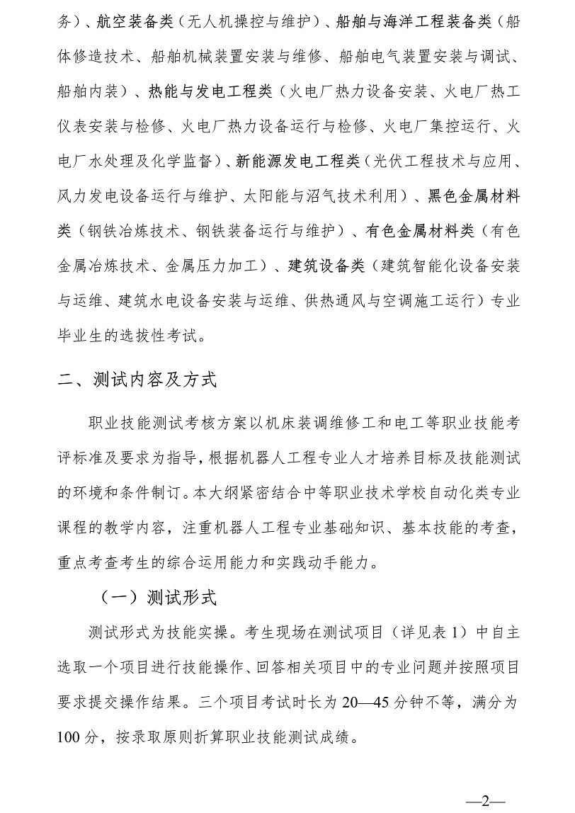 廣東科技學院2025年“3+證書” 機器人工程專業職業技能測試大綱